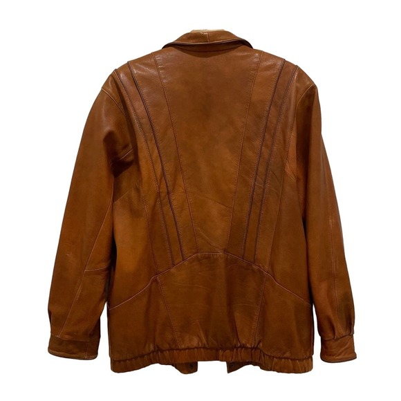 Vintage Friitala Cognac Brown Leather Bomber Jacket 10 - Picture 2 of 9
